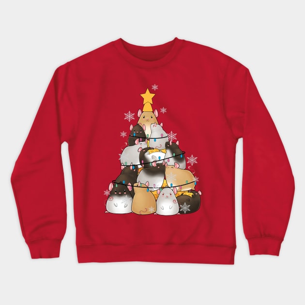 Cute Kawaii Rat Christmas Tree Crewneck Sweatshirt by BasicBeach